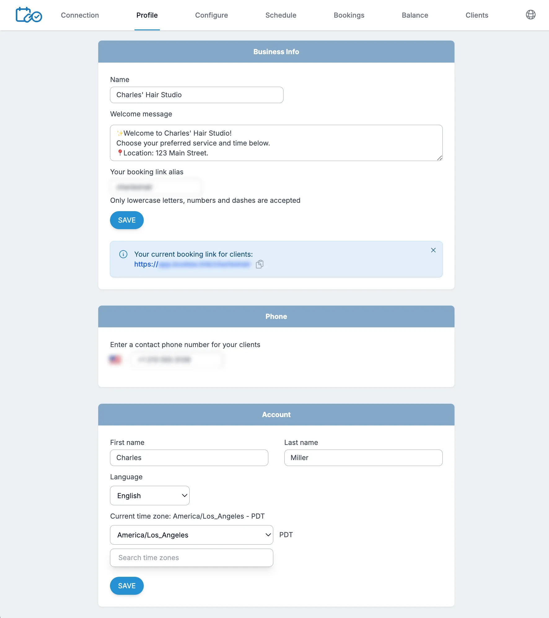 Configure your business profile