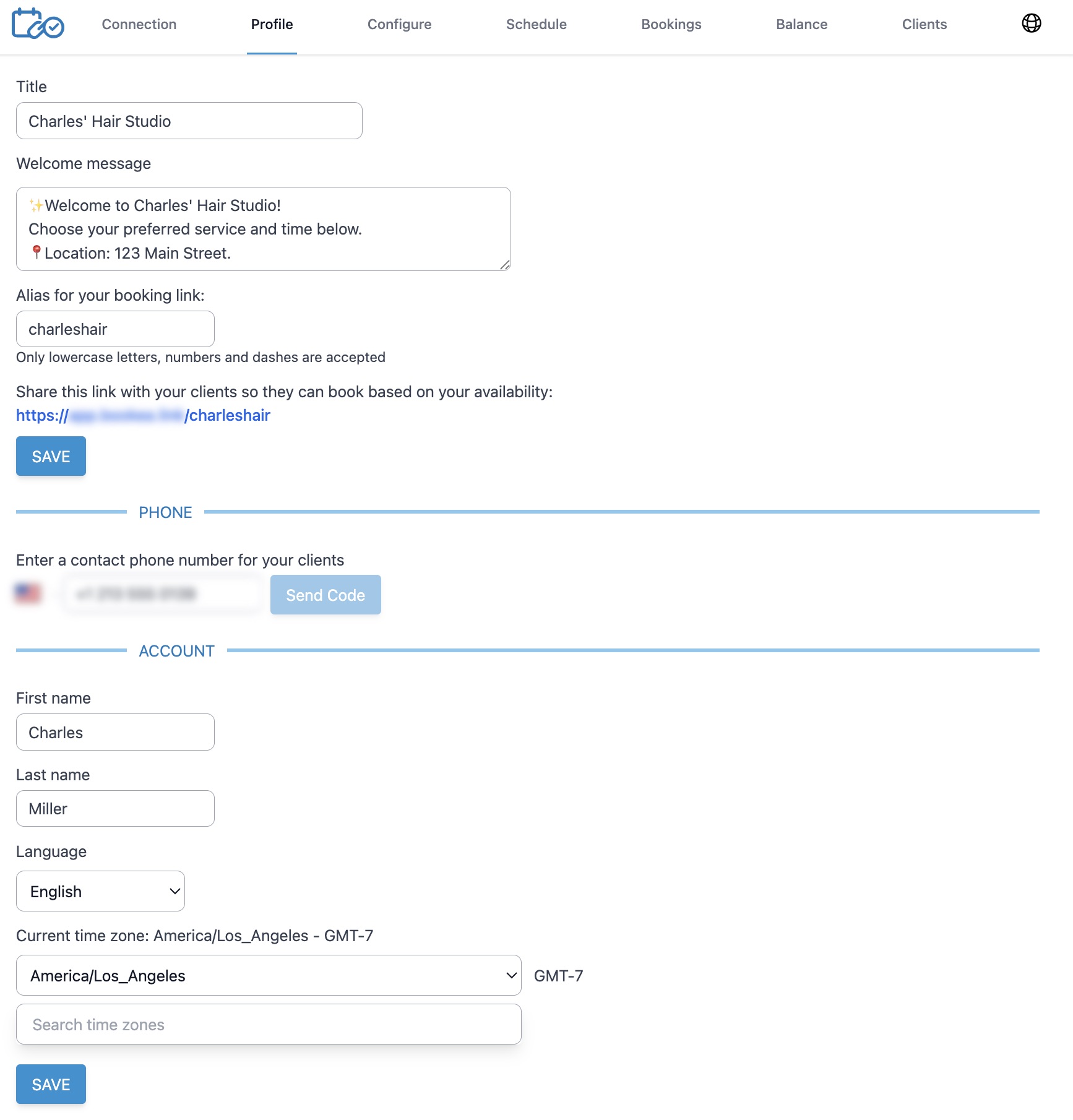 Configure your business profile