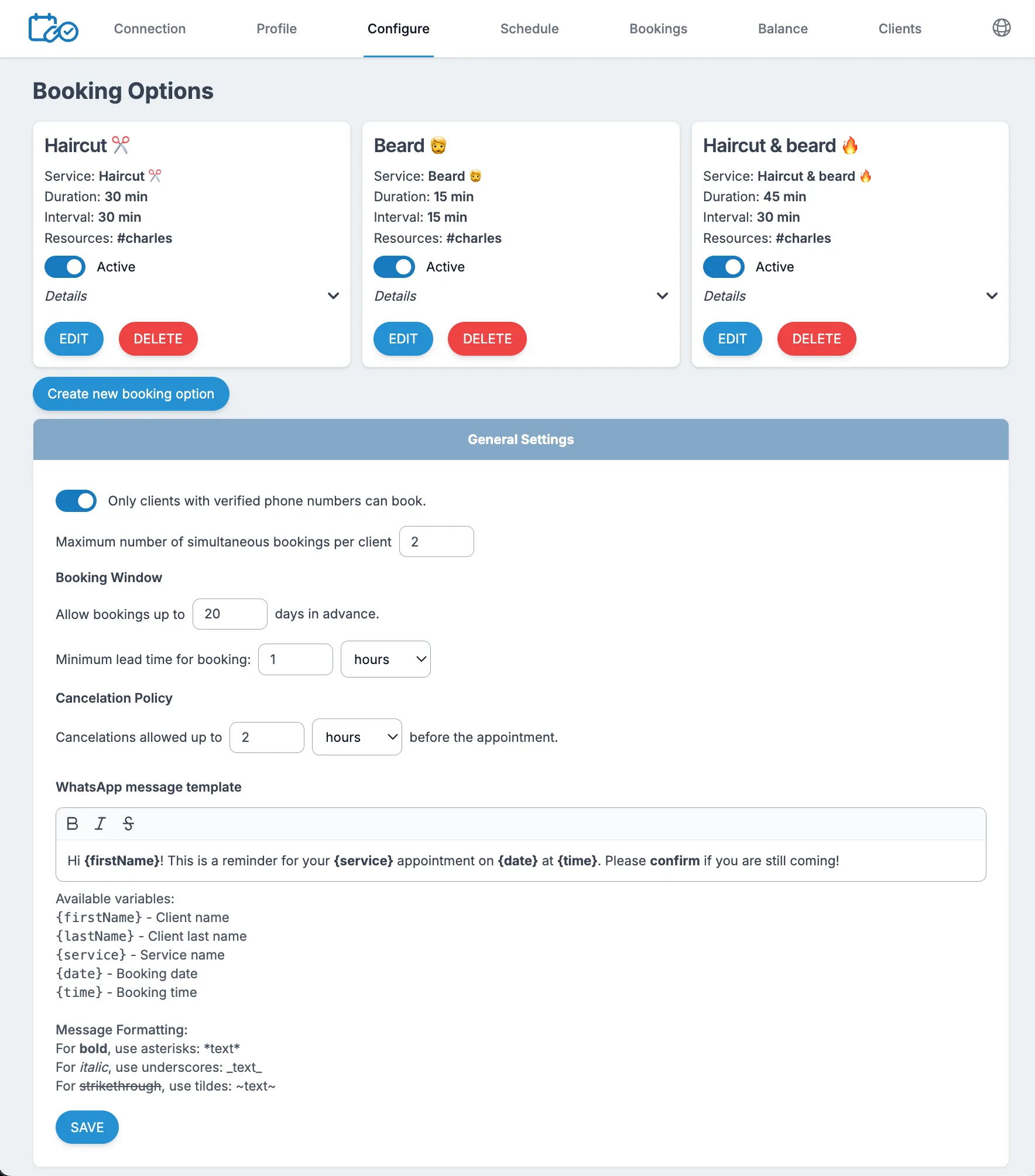 Manage your services and resources
