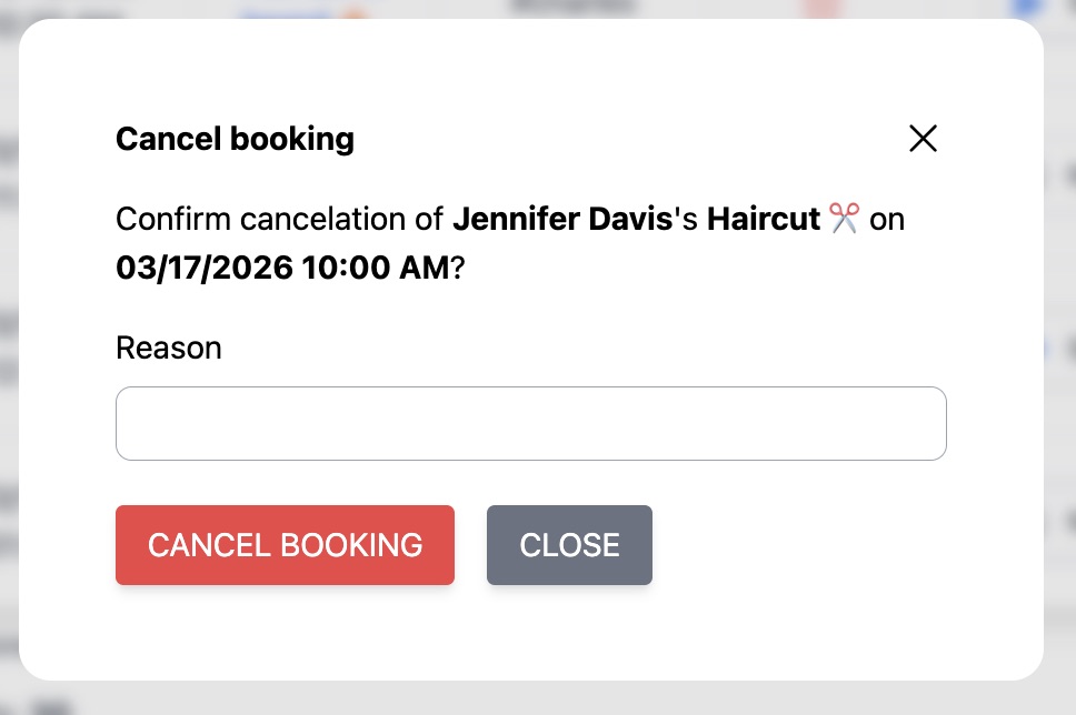 Cancel bookings with one click