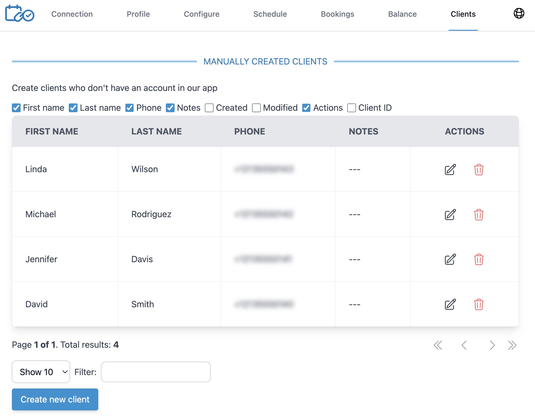 Manage your client list