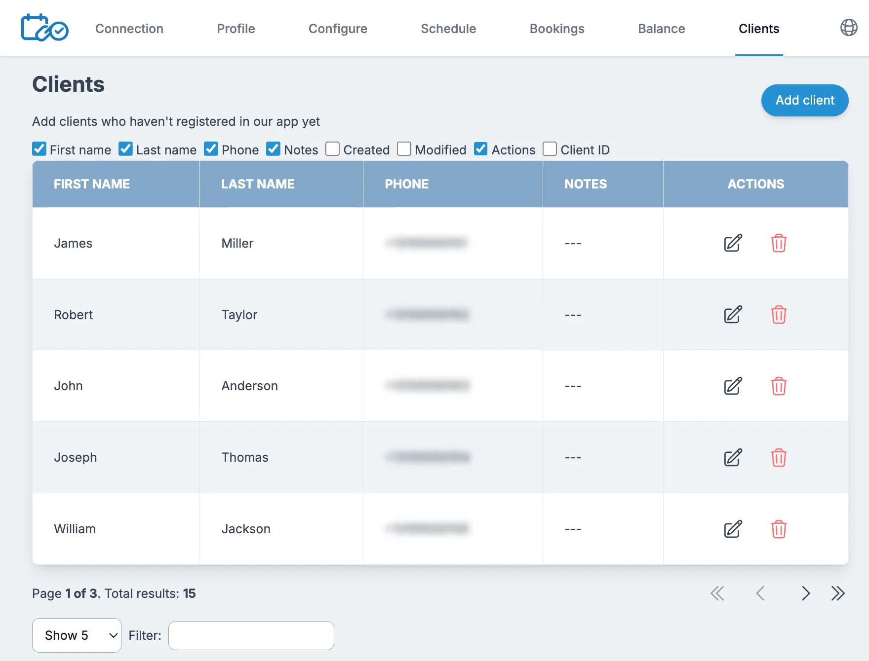 Manage your client list