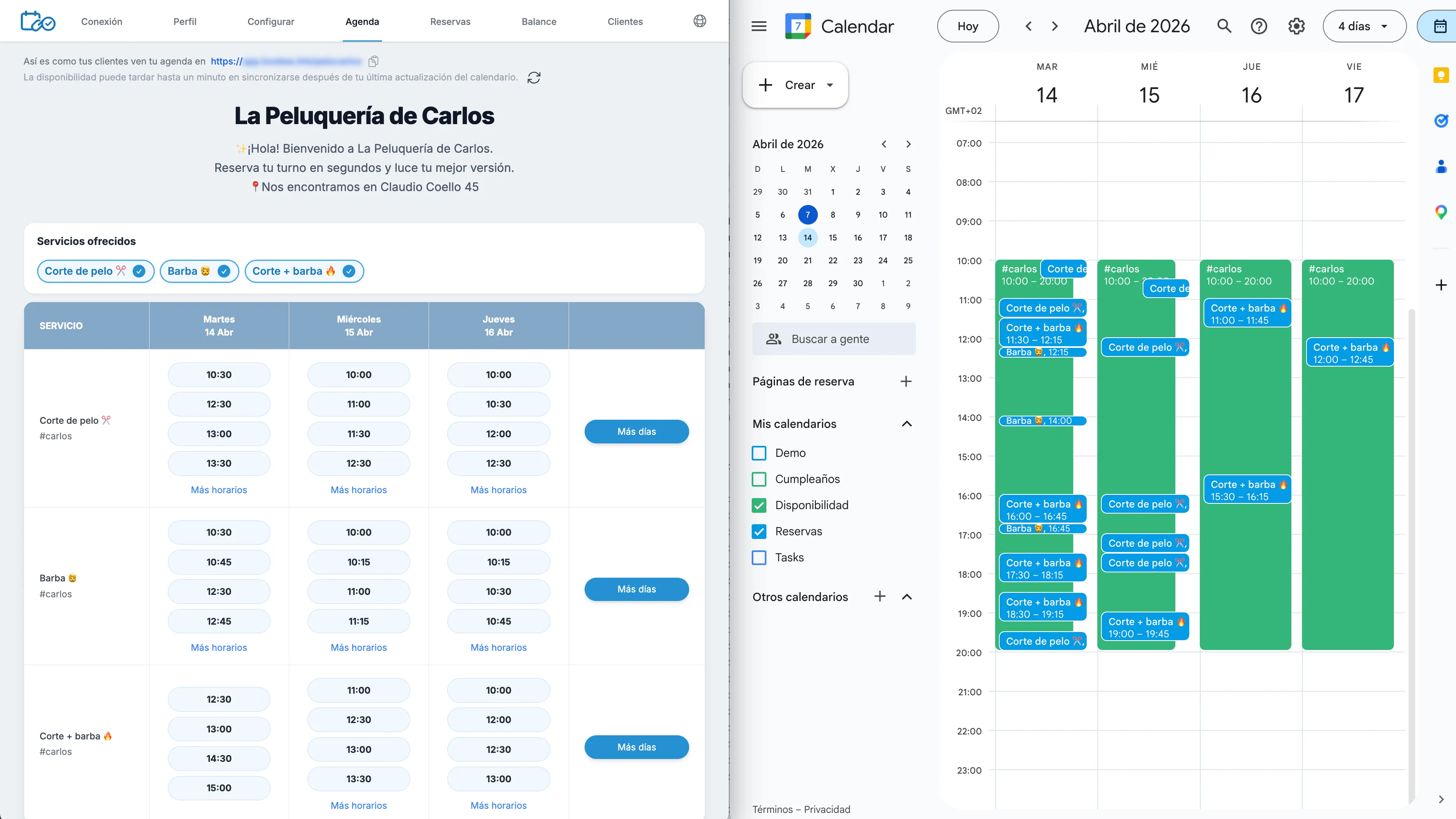 Visualiza la agenda de tu negocio